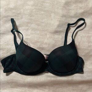 Plaid Underwire Bra in Green and Black